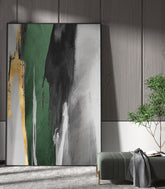 TPFLiving Leinwandbild Kunstdruck - Nordic Art Abstraktes Motiv in Grün, Grau, Gold und Schwarz - OHNE Rahmen - Bilder Wohnzimmer - Modell TPFL-LW-78-MB